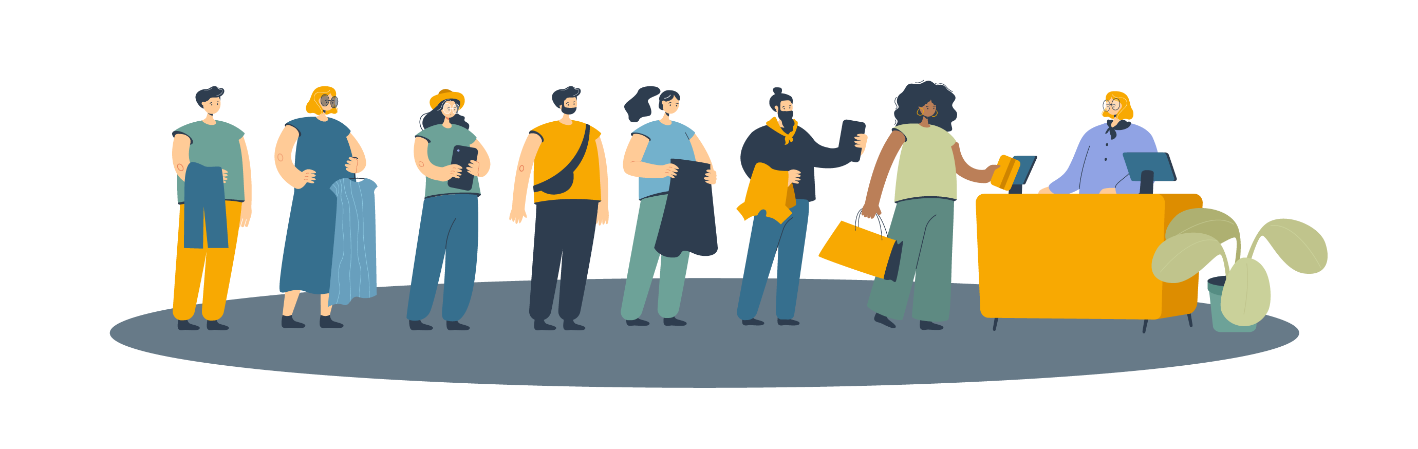 People waiting in queue